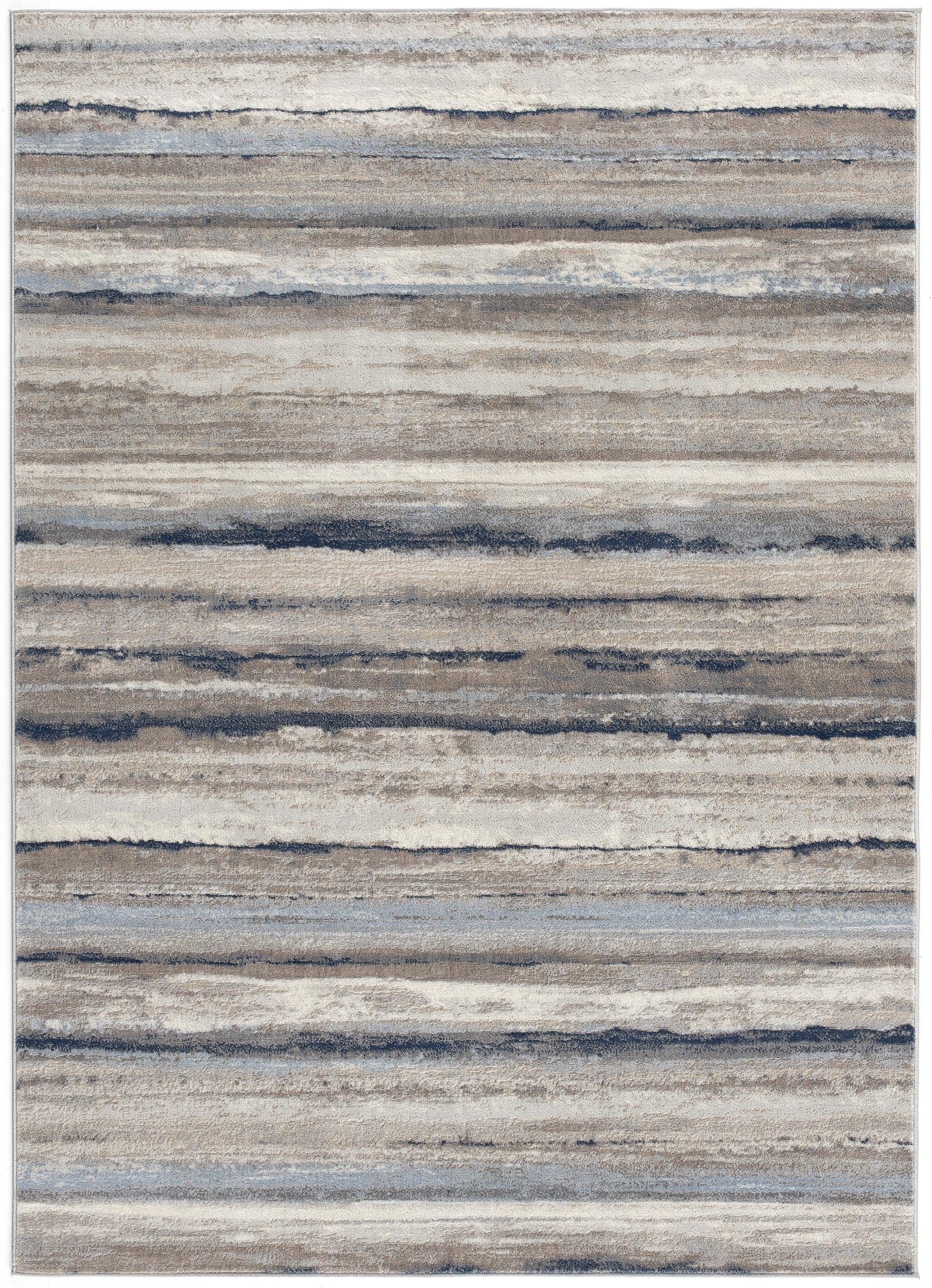 Rimal Abstract Contemporary Blue and Brown Indoor Rug-3