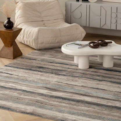 Rimal Abstract Contemporary Blue and Brown Indoor Rug-11