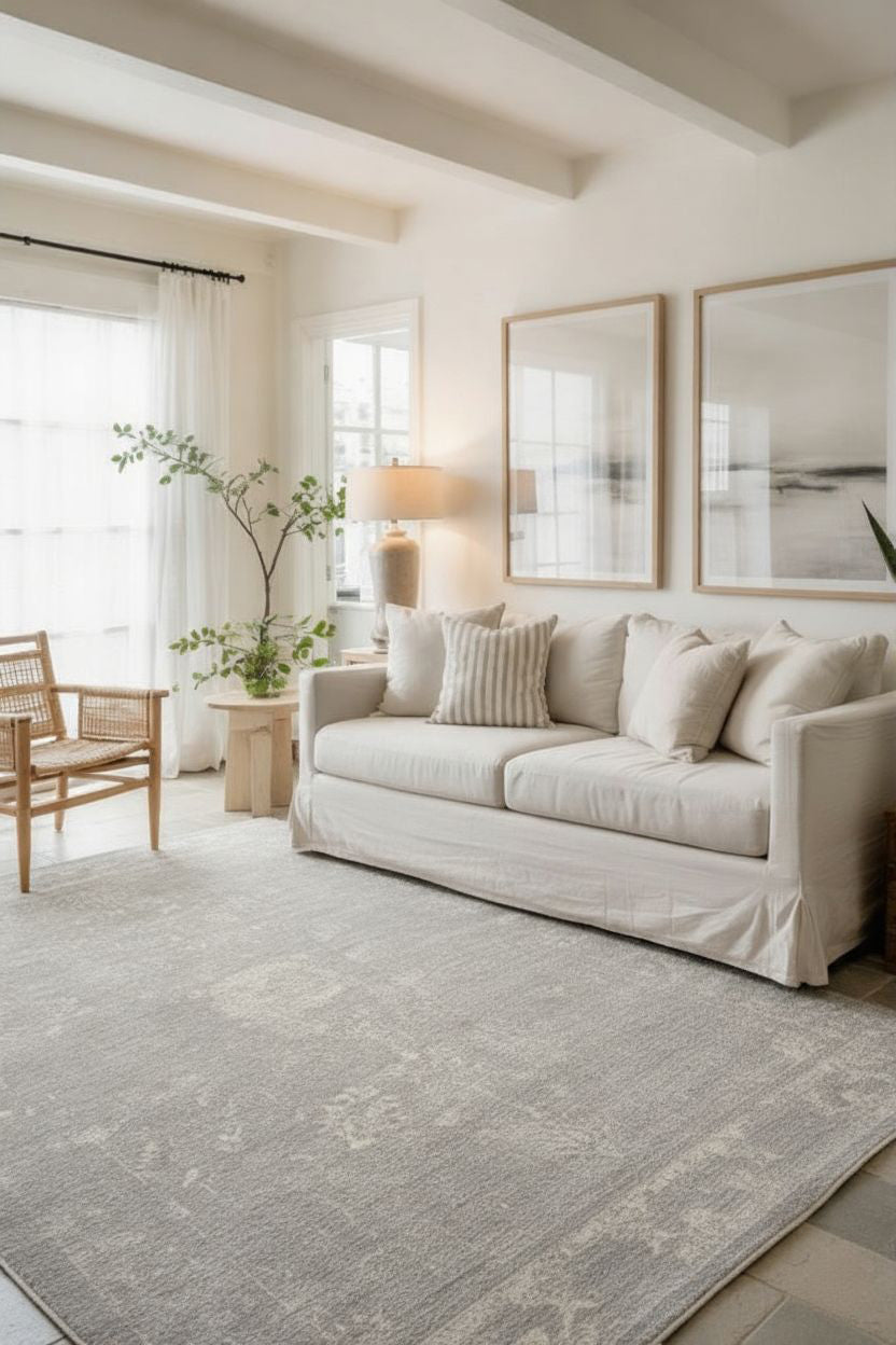 Safir Abstract Contemporary Grey and Beige Indoor Rug-7