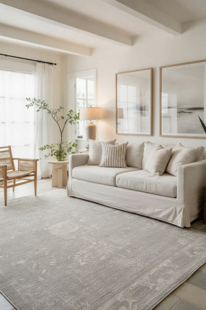 Safir Abstract Contemporary Grey and Beige Indoor Rug-7