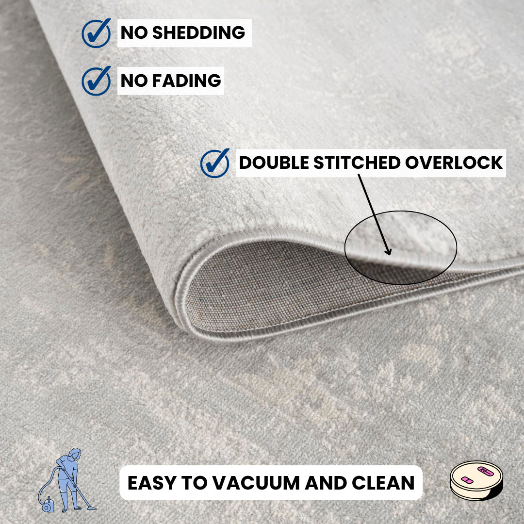 Safir Abstract Contemporary Grey and Beige Indoor Rug-15