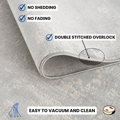 Safir Abstract Contemporary Grey and Beige Indoor Rug-28