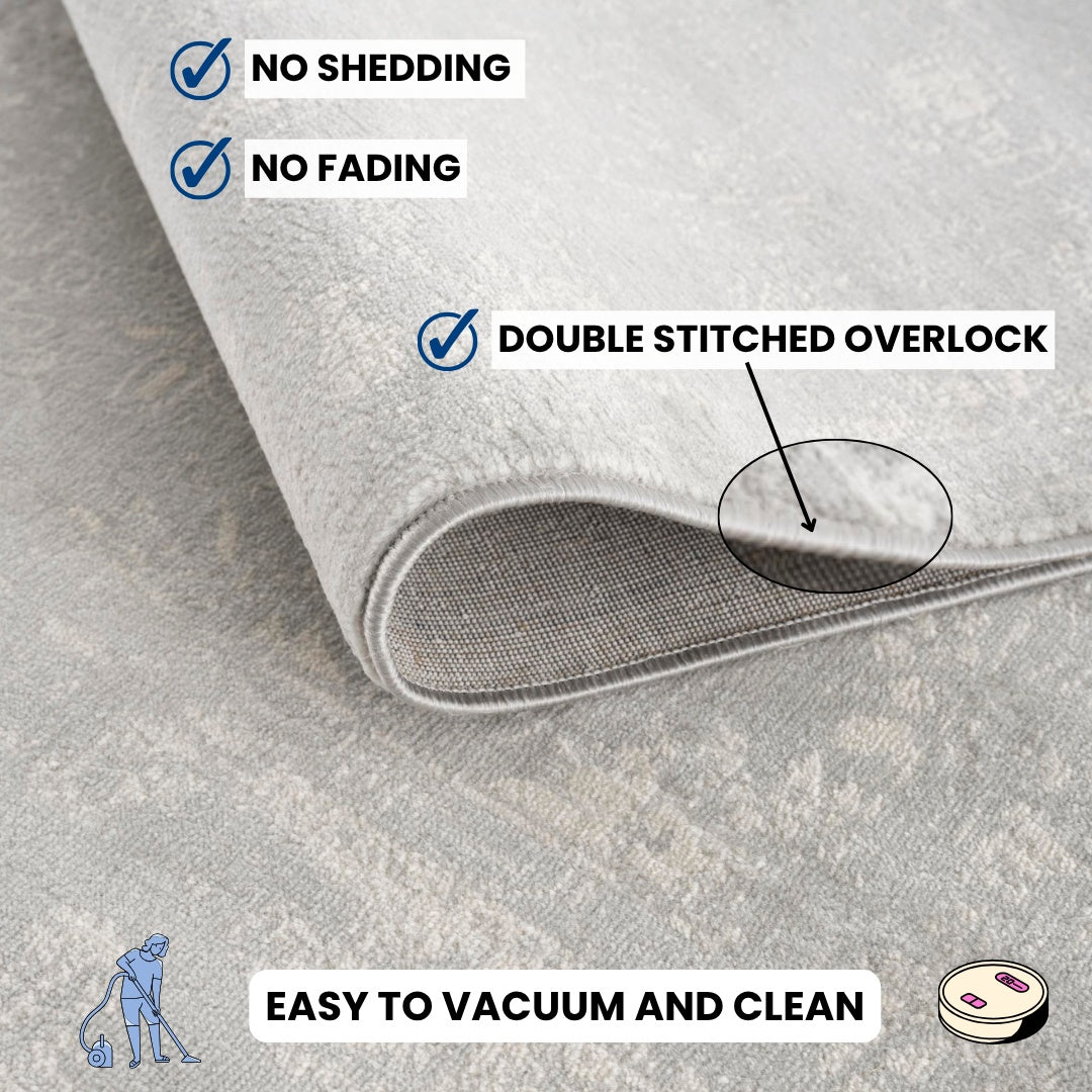 Safir Abstract Contemporary Grey and Beige Indoor Rug-22