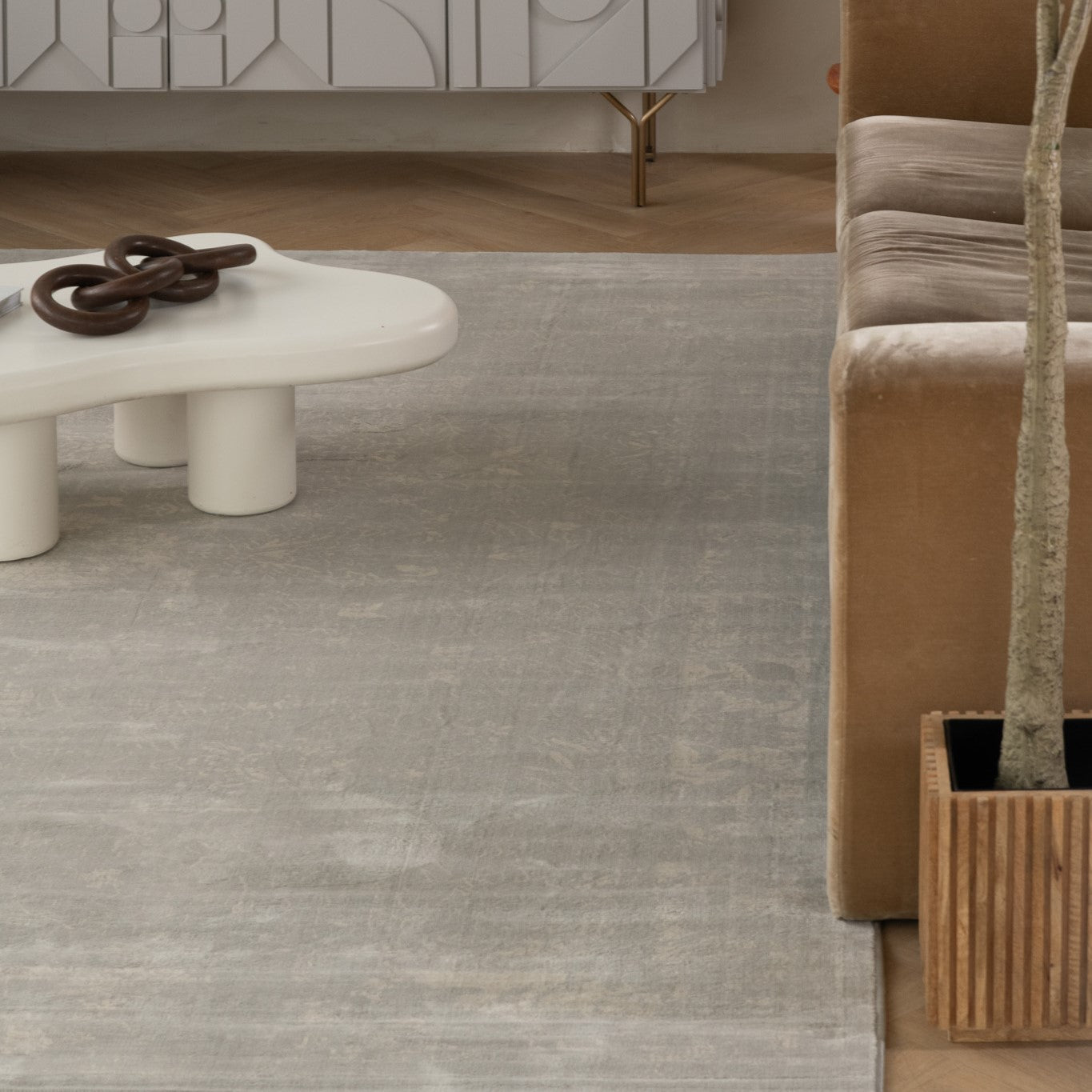 Safir Abstract Contemporary Grey and Beige Indoor Rug-12