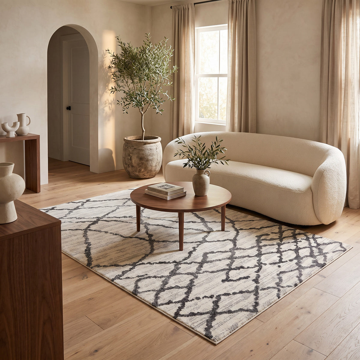 Amani Trellis Contemporary Grey and Black Indoor Rug