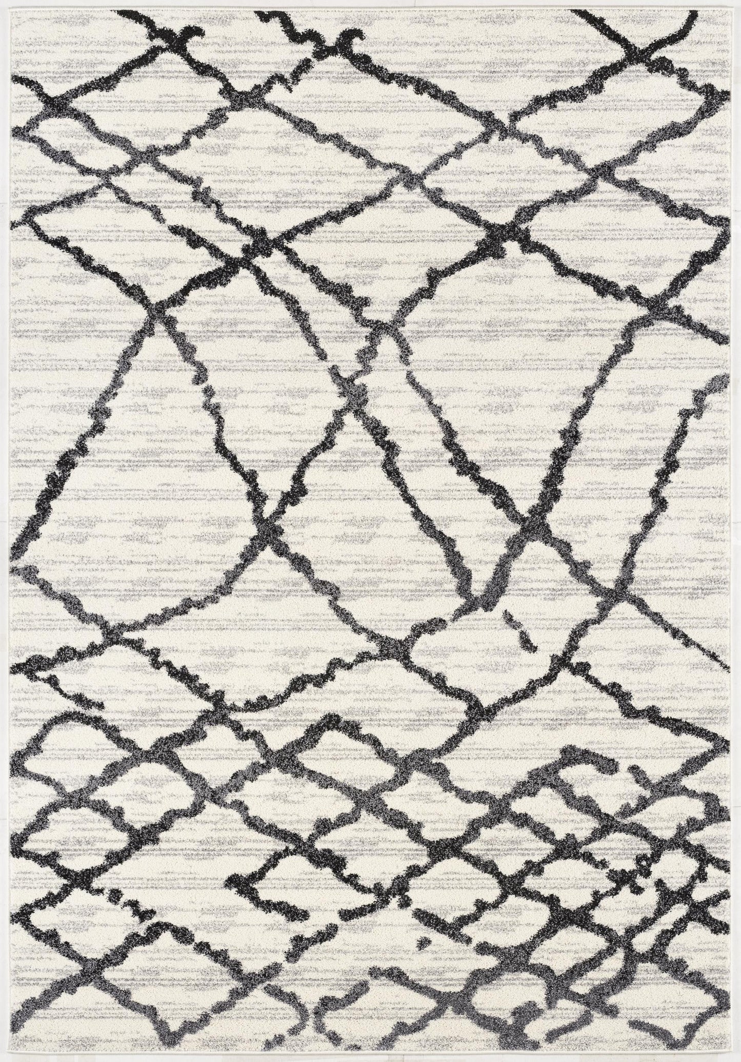 Amani Trellis Contemporary Grey and Black Indoor Rug