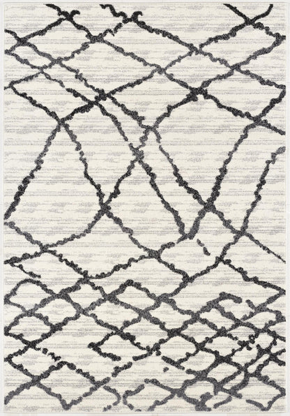 Amani Trellis Contemporary Grey and Black Indoor Rug