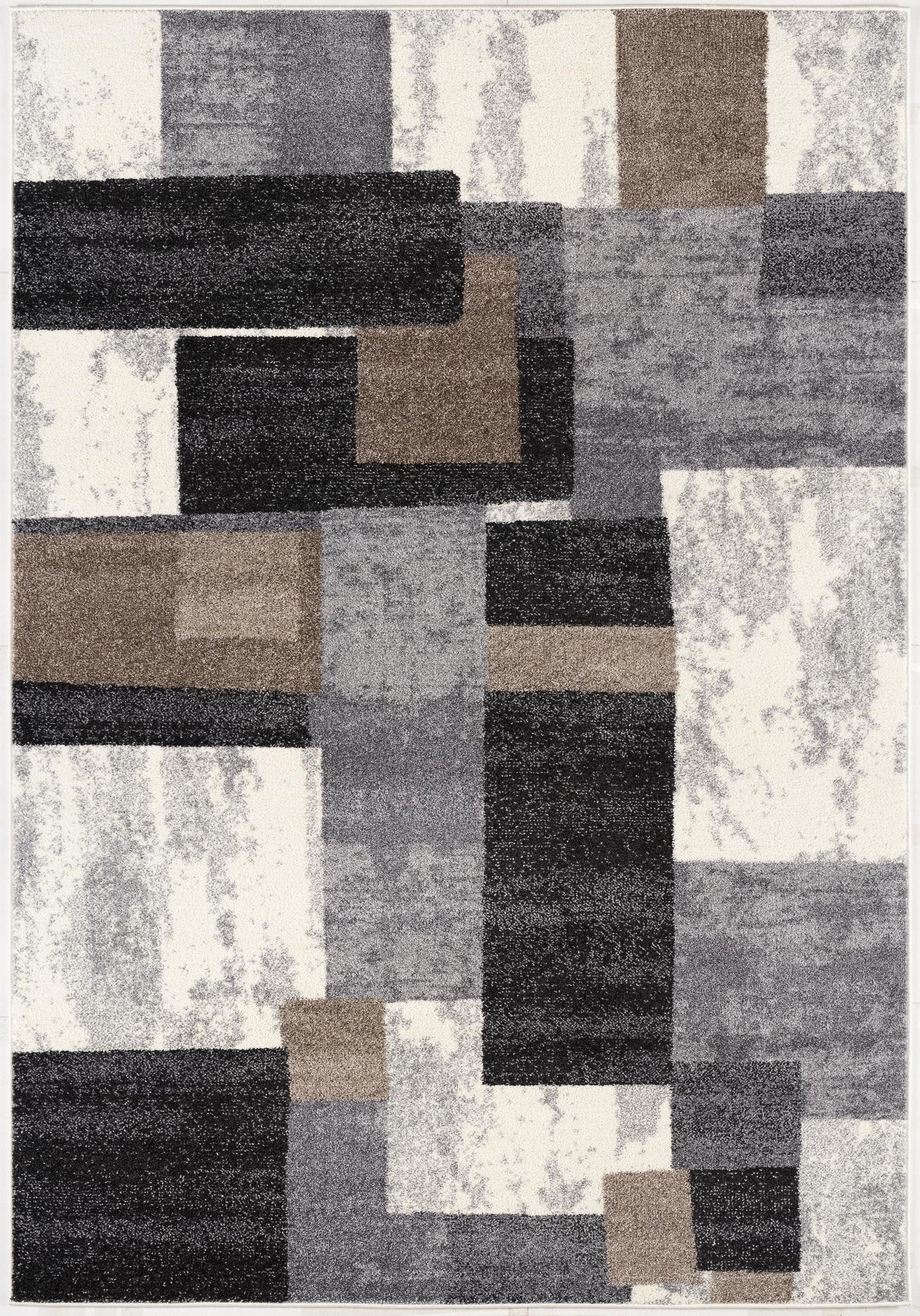 Mira Geometric Contemporary Black and Brown Indoor Rug