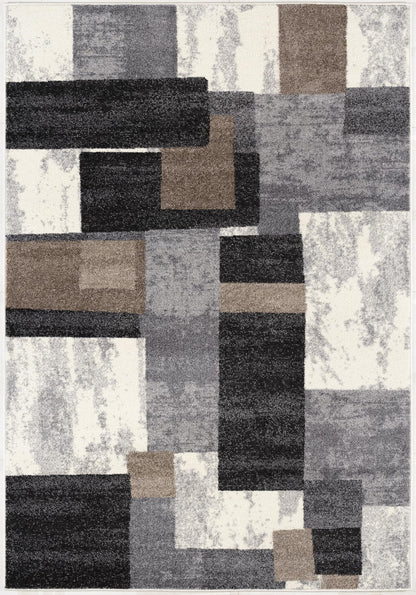 Mira Geometric Contemporary Black and Brown Indoor Rug