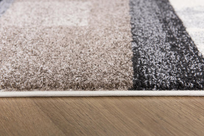 Mira Geometric Contemporary Black and Brown Indoor Rug