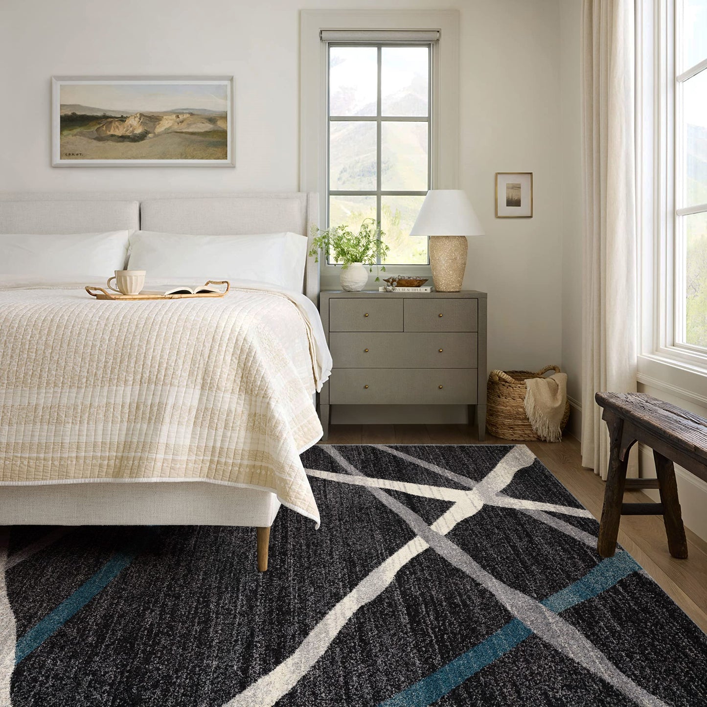 Nova Geometric Contemporary Grey Rug