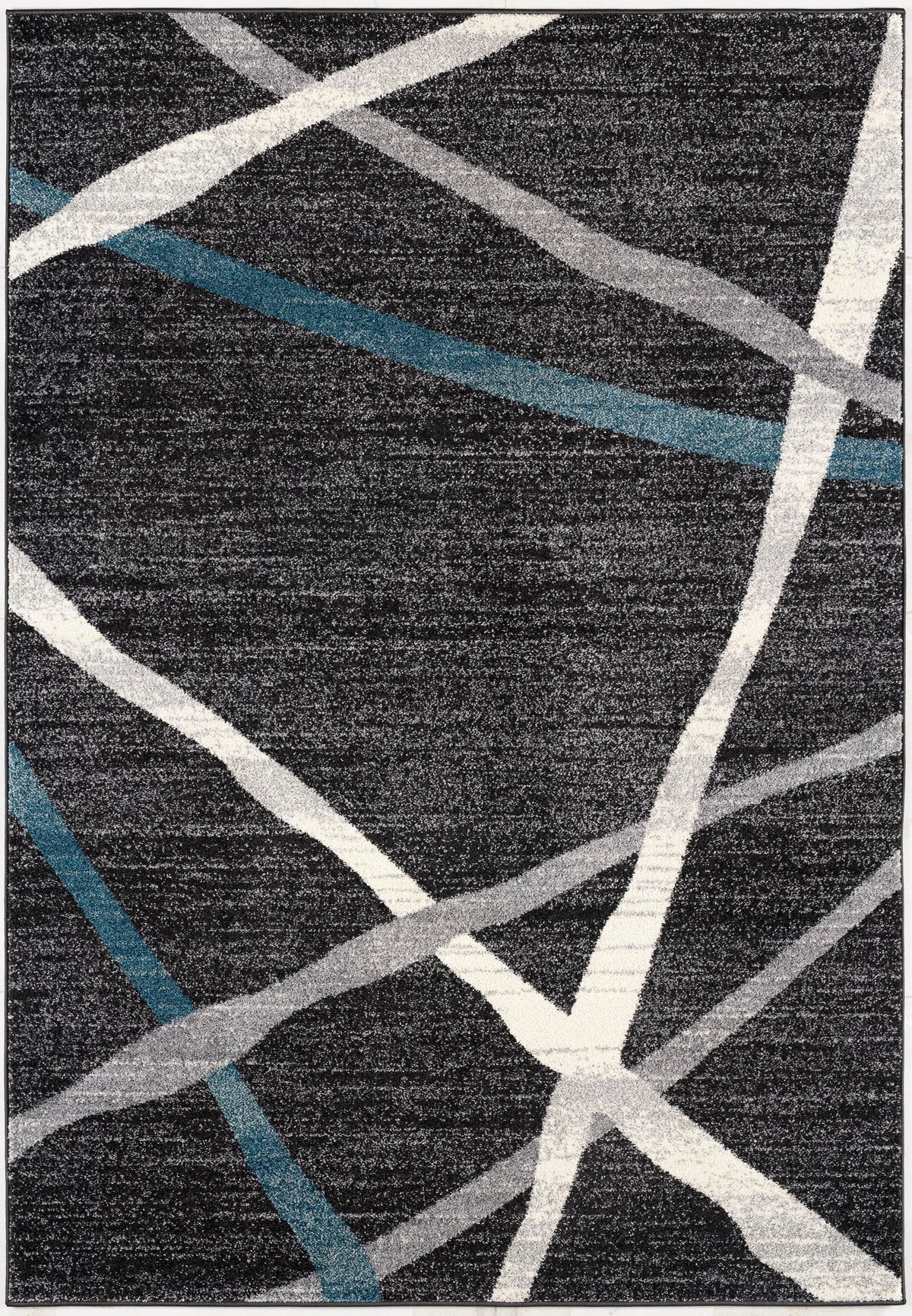 Azar Abstract Lines Contemporary Grey and Blue Indoor Rug