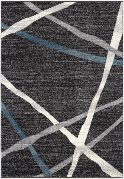 Azar Abstract Lines Contemporary Grey and Blue Indoor Rug