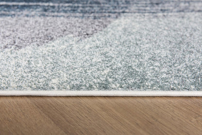 Rivah Abstract Contemporary Blue and White Indoor Rug-12