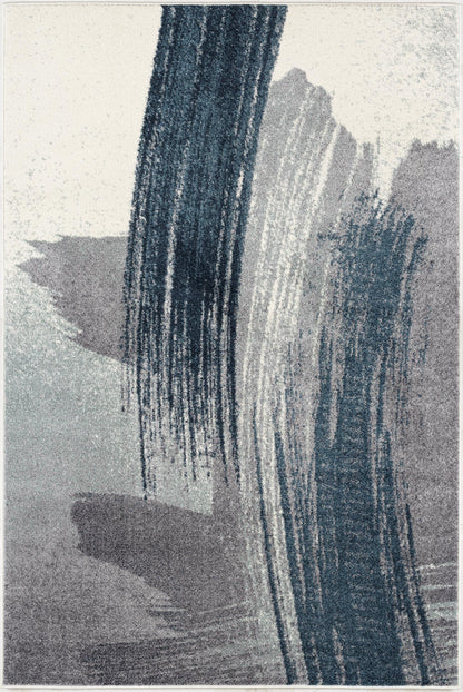 Rivah Abstract Contemporary Blue and White Indoor Rug-9