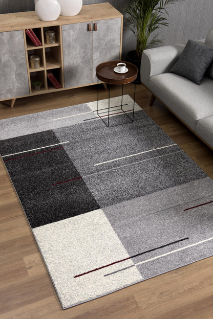 Tarin Geometric Contemporary Grey and Black Indoor Rug-6