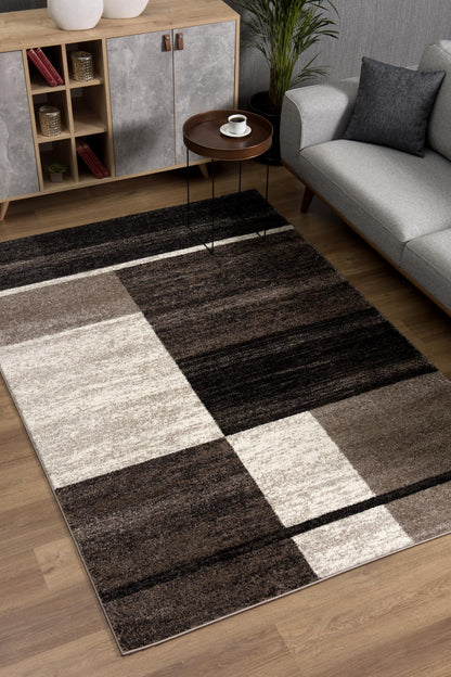 Herat Abstract Contemporary Brown and Beige Indoor Rug