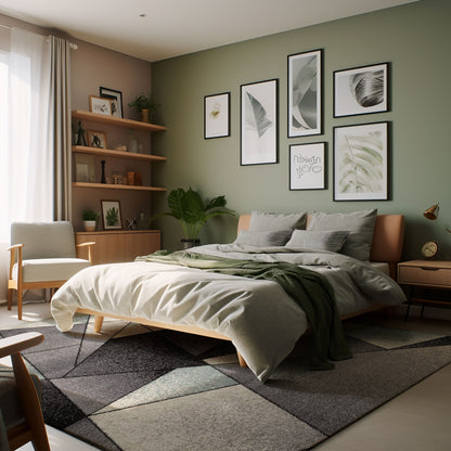 Nour Geometric Contemporary Grey and Blue Indoor Rug