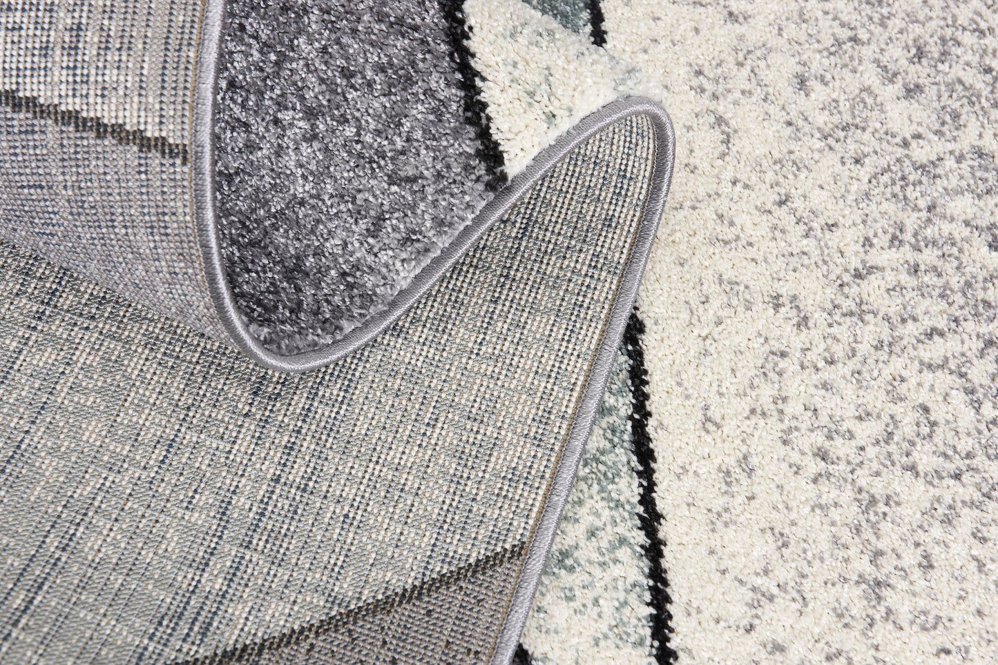 Nour Geometric Contemporary Grey and Blue Indoor Rug