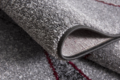 Nour Geometric Contemporary Grey and Red Indoor Rug