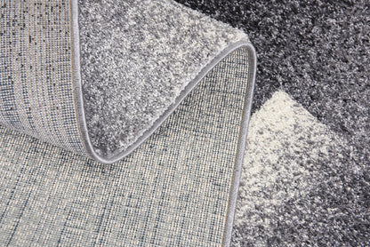 Riwaq Abstract Contemporary Grey and Blue Indoor Rug