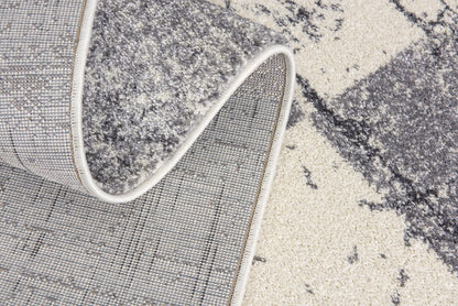 Prana Checkered Contemporary White and Grey Indoor Rug-13
