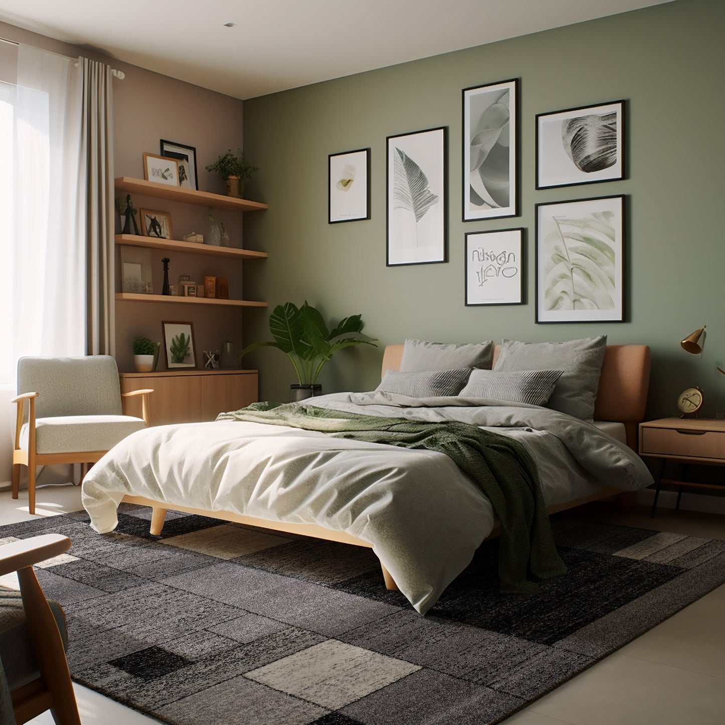 Sama Geometric Contemporary Grey and Black Indoor Rug