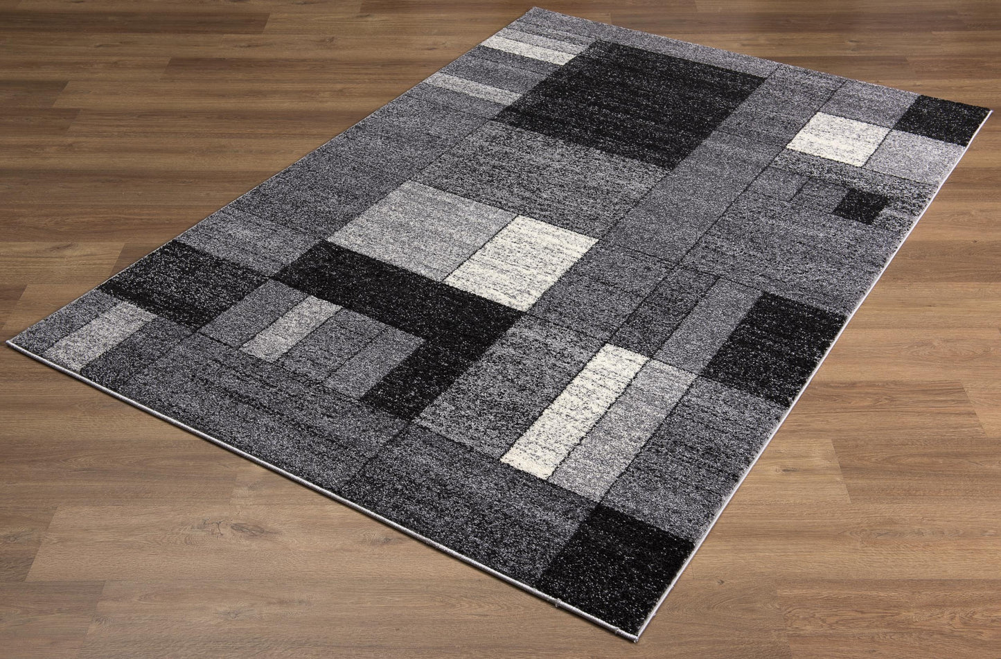 Sama Geometric Contemporary Grey and Black Indoor Rug