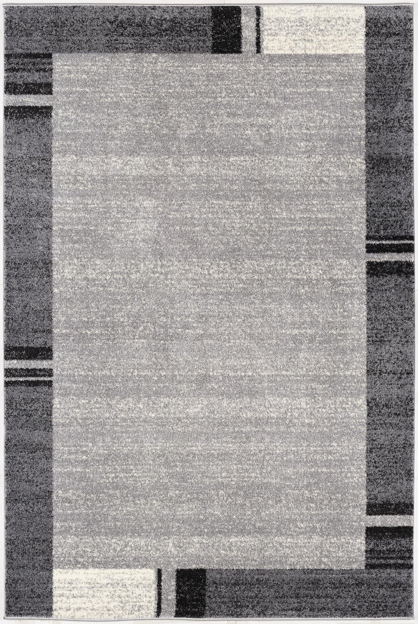 Wasl Geometric Contemporary Grey and Black Indoor Rug