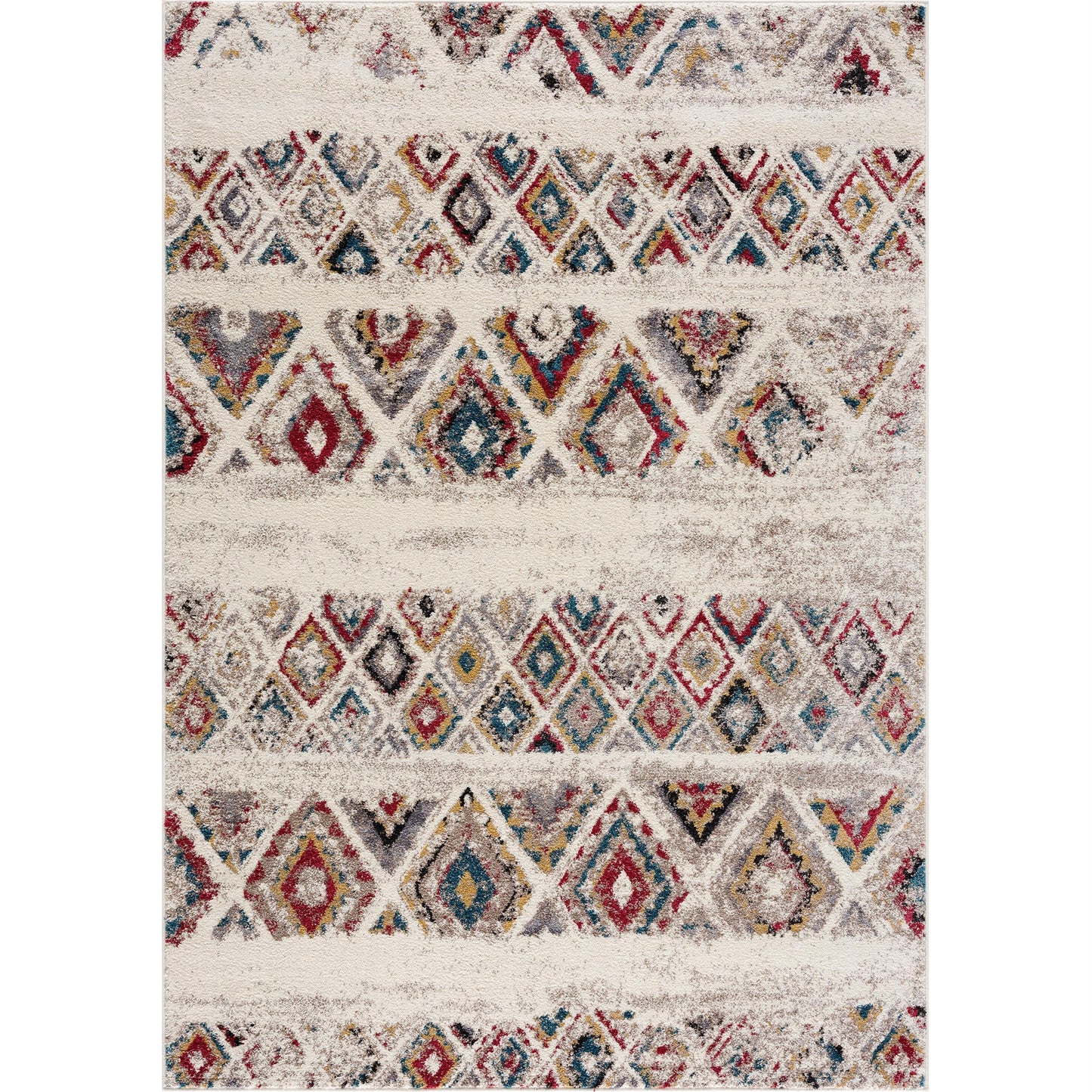 Safa Boho Contemporary Cream and Red Indoor Rug