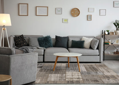 Contemporary Patchwork Grey Area Rug-3