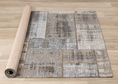 Contemporary Patchwork Grey Area Rug-7