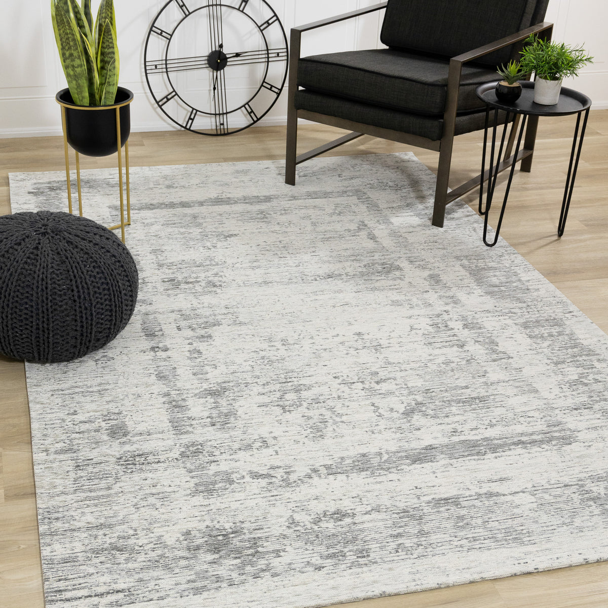 Tapis moderne à bordure grise