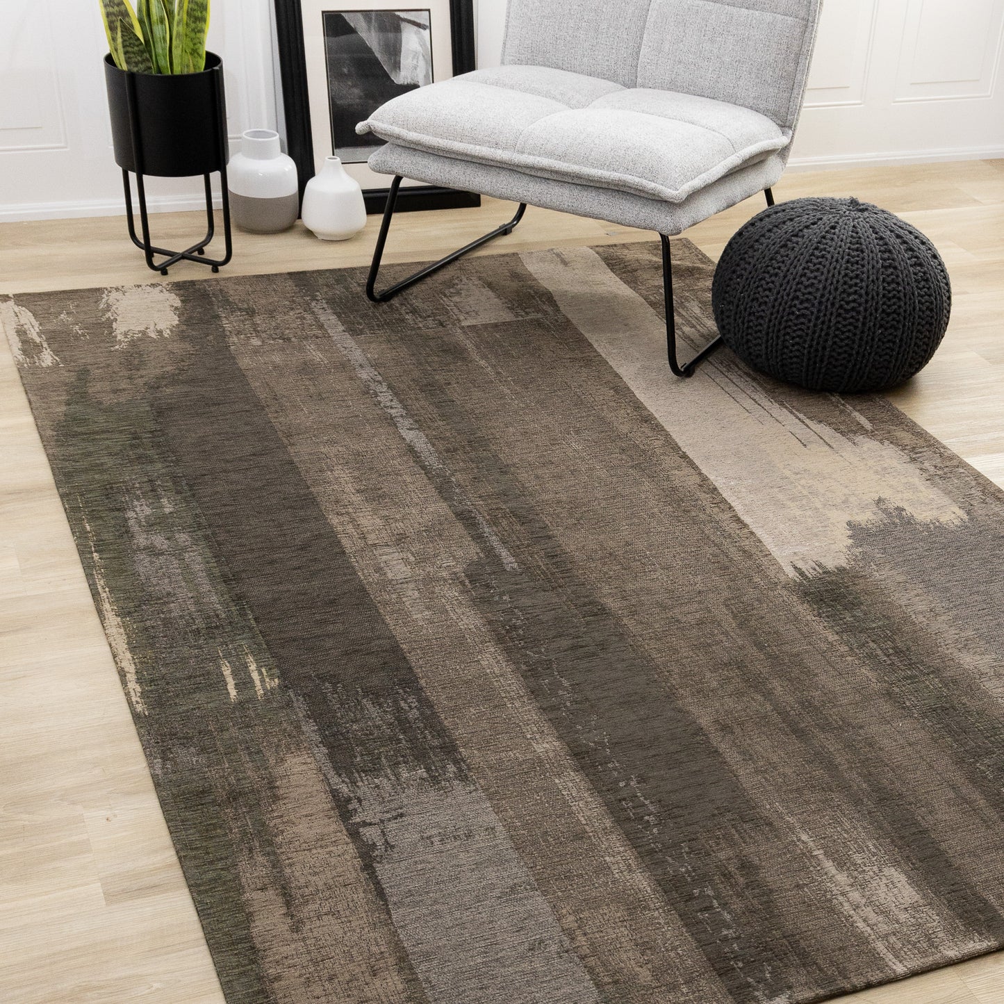 Contemporary Distressed Organic Brown Area Rug-2
