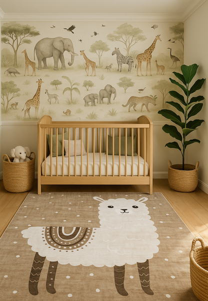 Rowan Llama Contemporary Brown and Beige Indoor Rug