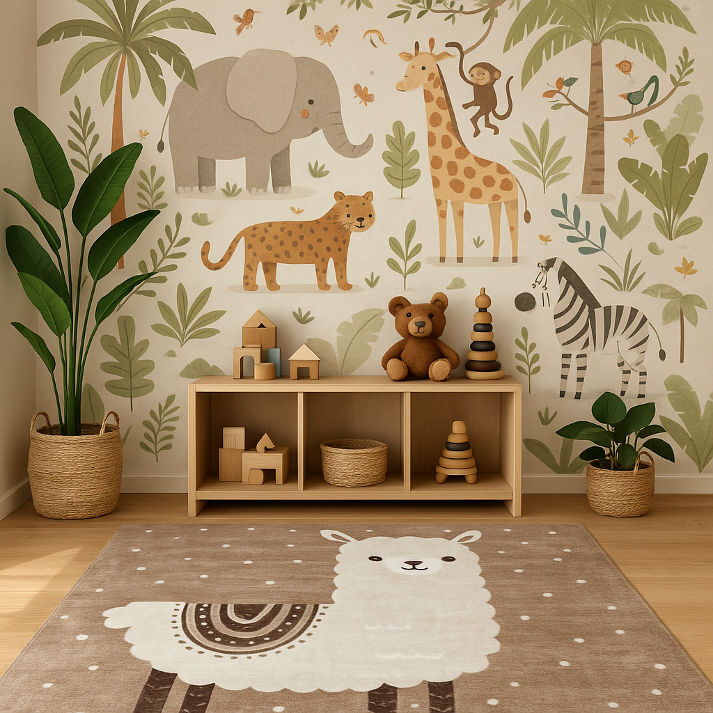 Rowan Llama Contemporary Brown and Beige Indoor Rug
