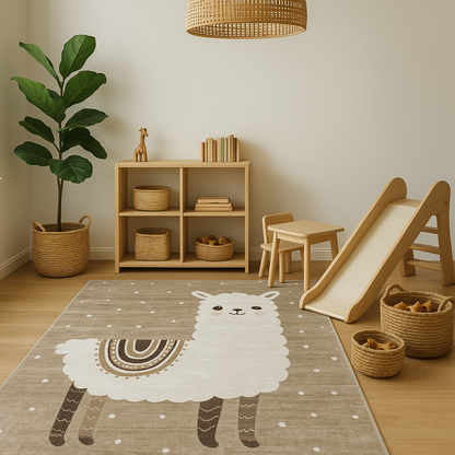 Rowan Llama Contemporary Brown and Beige Indoor Rug