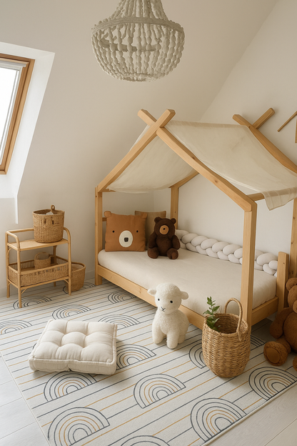 Lino Rainbow Modern Blue and Pink Indoor Rug