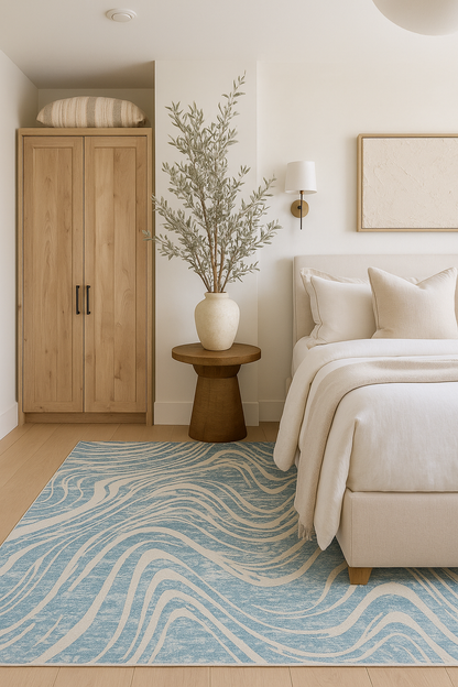 Nagisa Abstract Modern Blue and Beige Indoor Rug-2