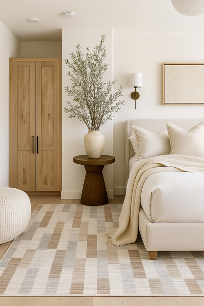 Rune Abstract Contemporary Beige and Brown Indoor Rug