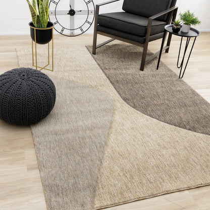 Contemporary Geometric Beige Area Rug-2