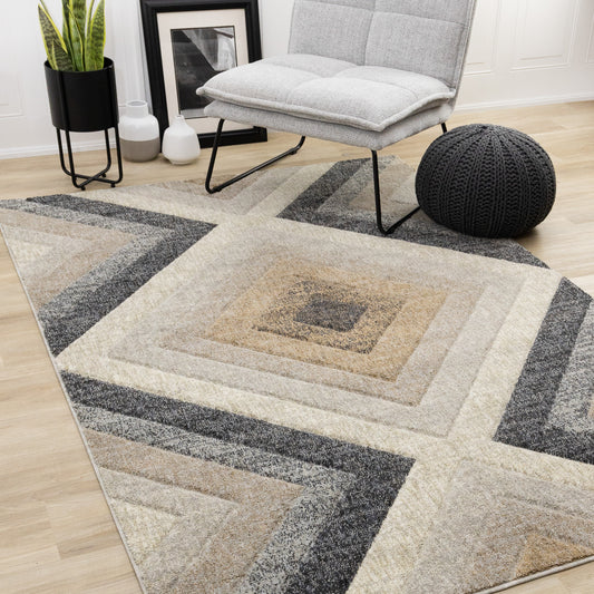 Contemporary Geometric Grey Area Rug