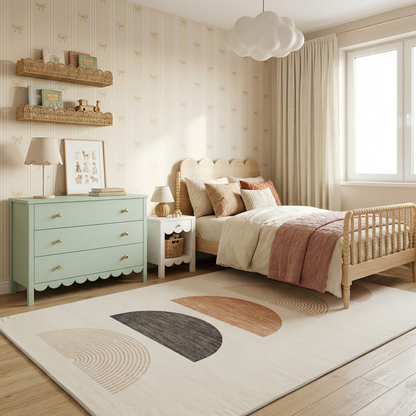 Solis Modern Cream Beige Kids Playroom Area Rug