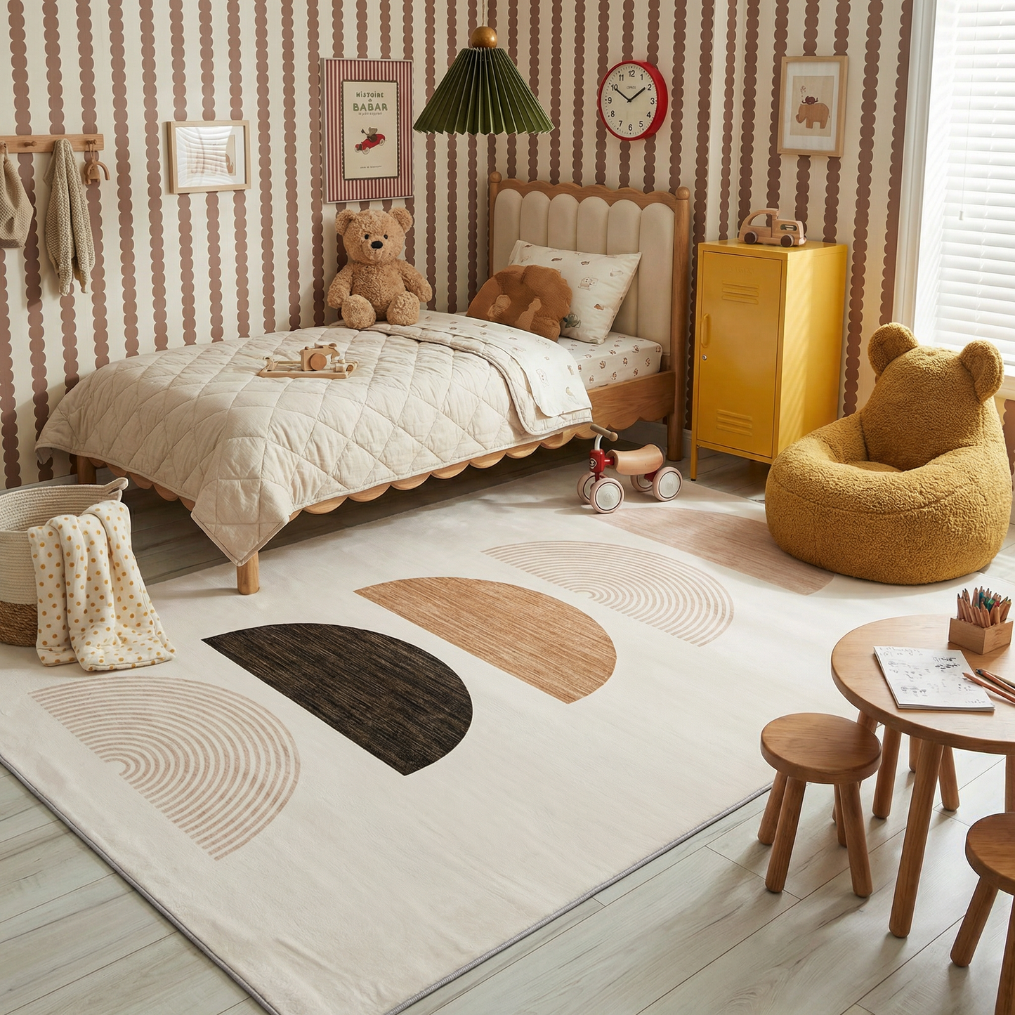 Solis Modern Cream Beige Kids Playroom Area Rug