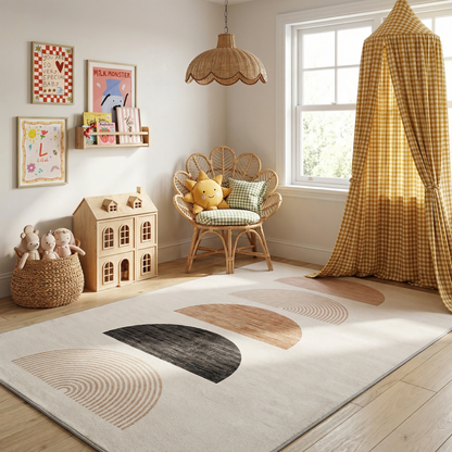 Solis Modern Cream Beige Kids Playroom Area Rug