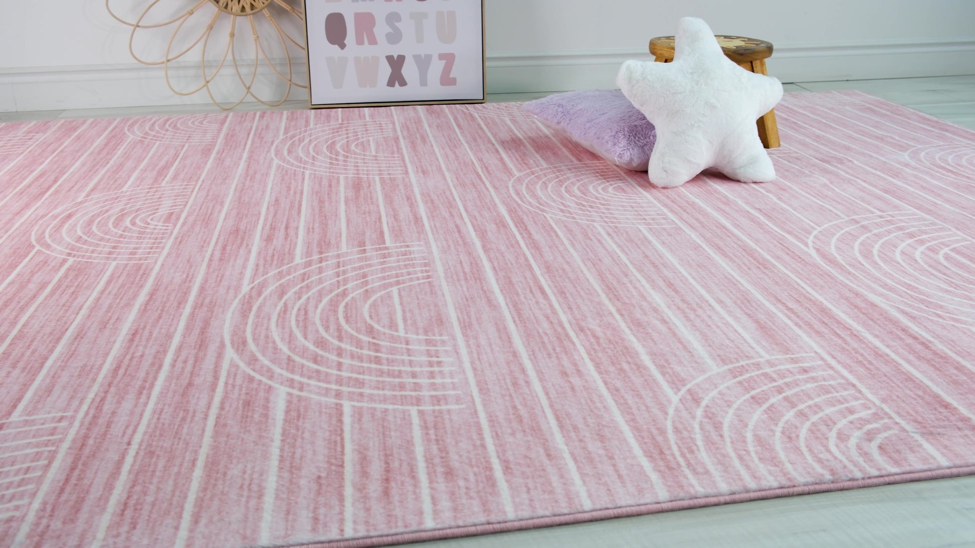 Luma Geometric Modern Pink and Cream Indoor Rug-11