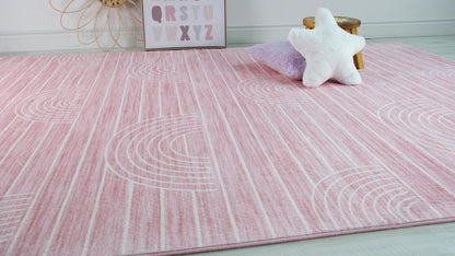 Luma Geometric Modern Pink and Cream Indoor Rug-11