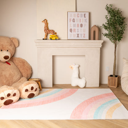 Soft Steps Playtime Rainbow Playmat Pink Soft Rug