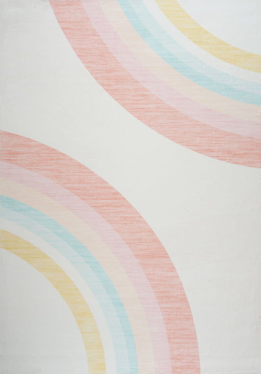 Marlow Rainbow Arch Modern Colorful Rainbow Pink Kids Area Rug