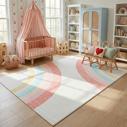 Tapete de juego arcoíris Soft Steps Playtime, alfombra suave rosa